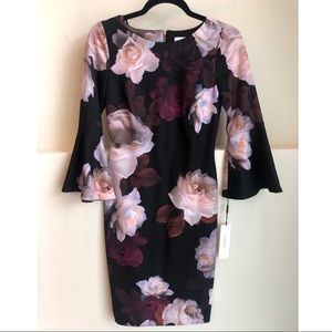 Calvin Klein floral bell sleeve dress